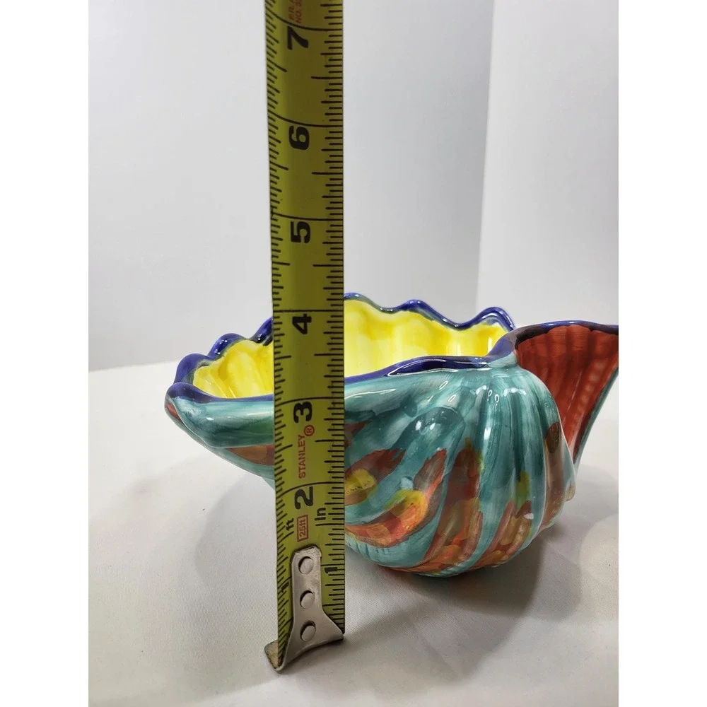 Ciao Italya Bellini Clam Shell Fish Bowl Set Hand Painted Italian Coastal Decor,